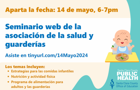 Child Care Webinar May 2024 Announcement Card Spanish